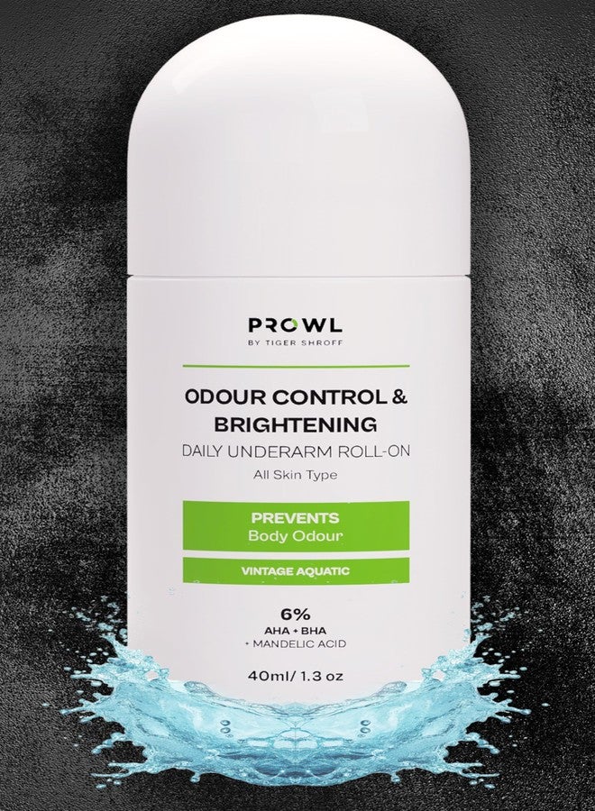 PROWL by Tiger Shroff 6% AHA BHA Mandelic Acid Underarm Roll On For Man | Brightens Dark Underarms | Long Lasting Antiperspirant Odour Control Rollon | Non-Sticky | Vintage Aquatic, 40ml - Image 1