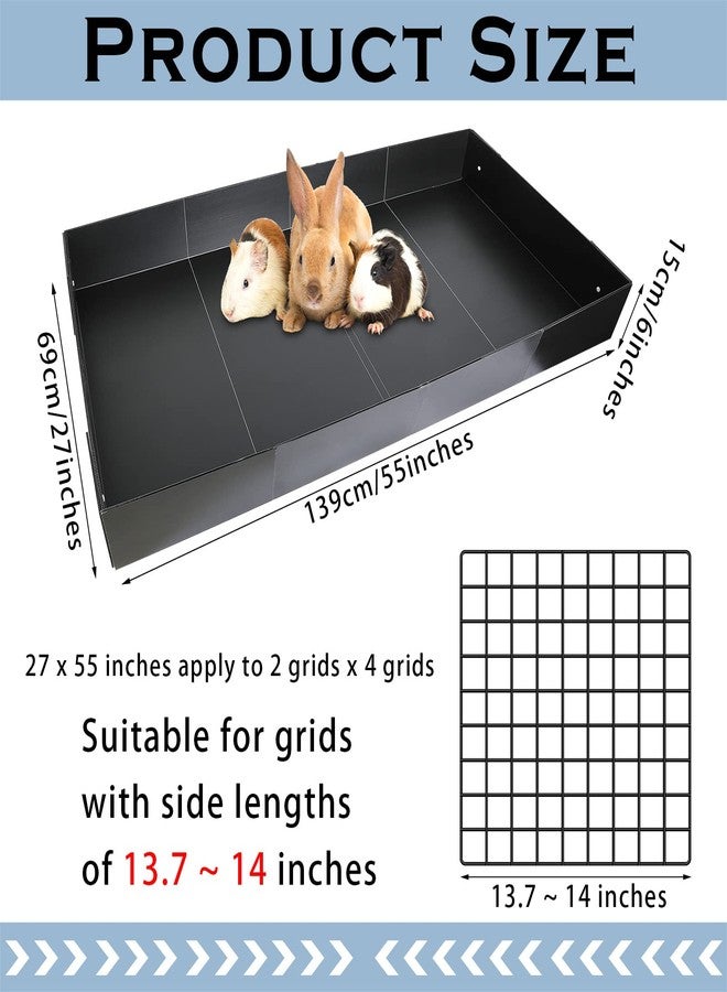 Geelin 55 × 27 Inches Black Corrugated Plastic Cage Liners Base 2 x 4 Panel Size Guinea Pig Cage Liner Waterproof Mat Hedgehogs Rabbits Bunny Small Animals Tray - Image 2