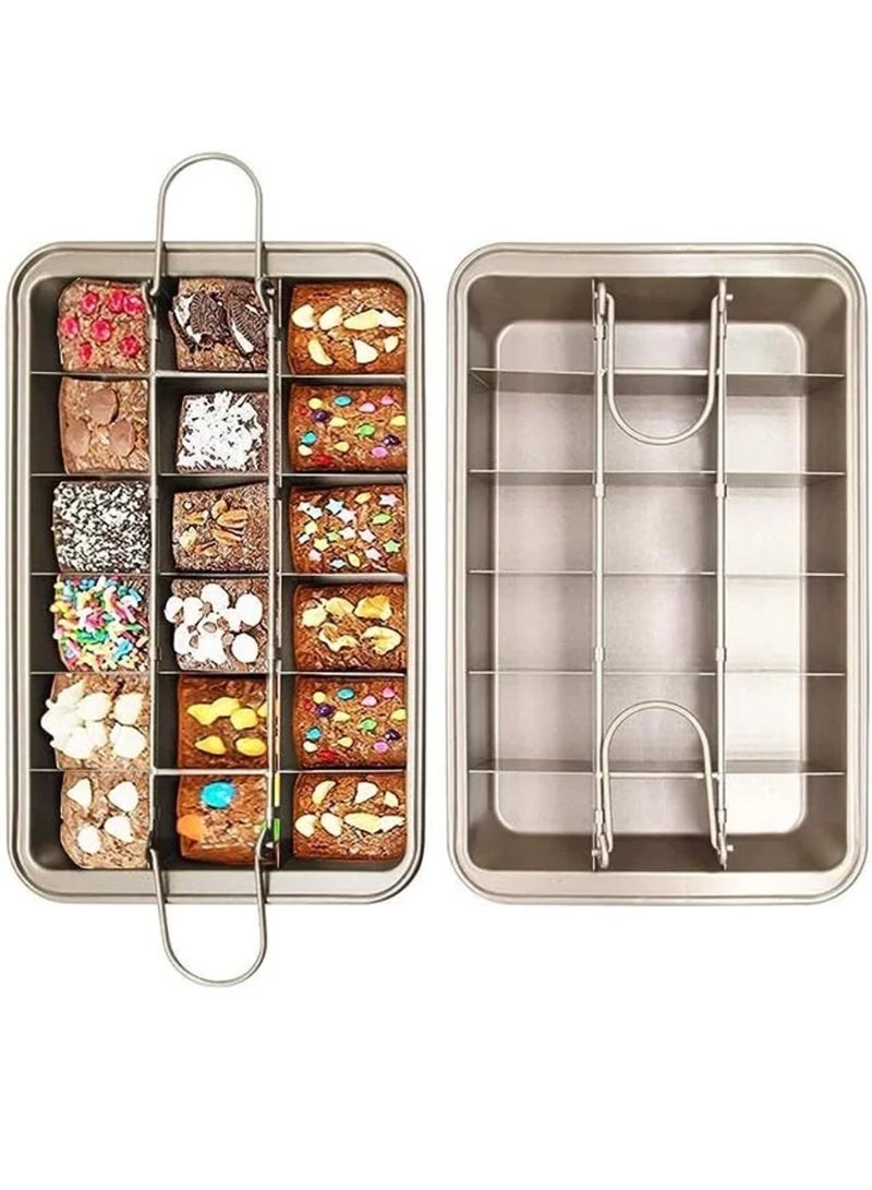 Pan, Non Stick Brownie Pans With Dividers, 18 Pre-slice Brownie Baking Tray, Carbon Steel Bakeware for Oven Baking 12 X 8 X 2 Inches - Image 1