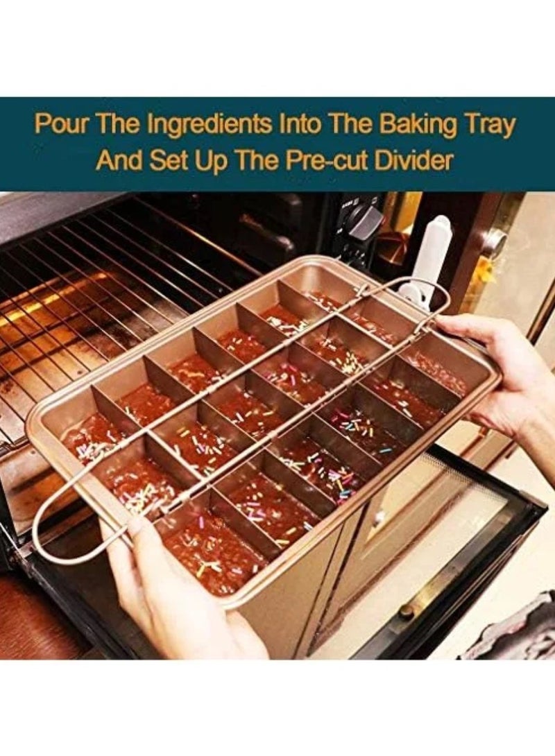 Pan, Non Stick Brownie Pans With Dividers, 18 Pre-slice Brownie Baking Tray, Carbon Steel Bakeware for Oven Baking 12 X 8 X 2 Inches - Image 3