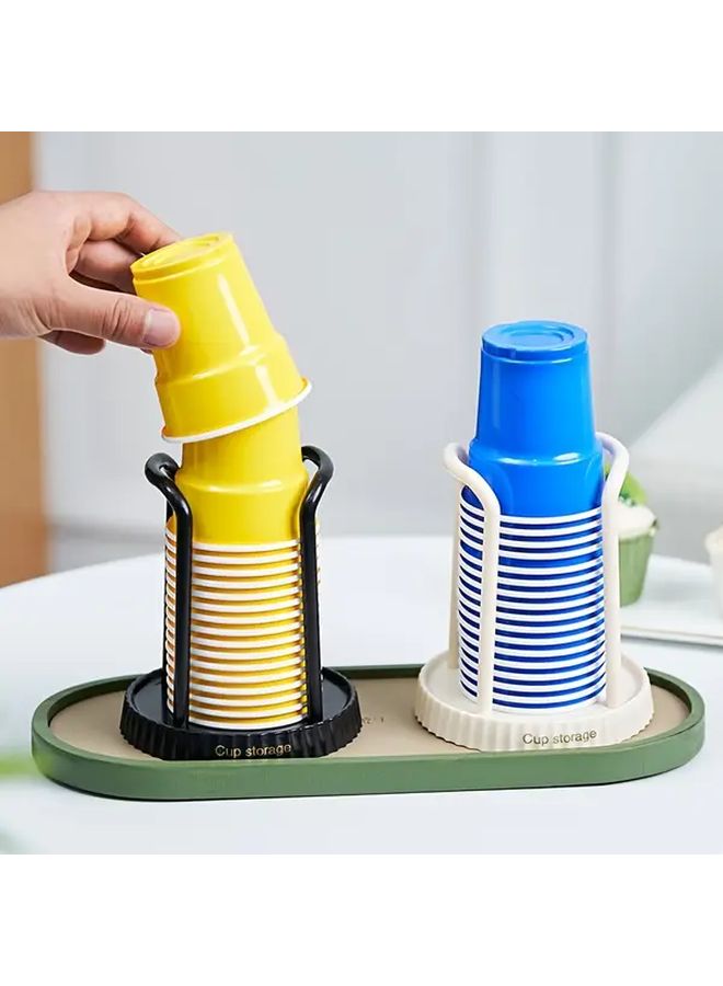 Cream Color 2 Pack Disposable Paper Cup Holder Organizer For Bathroom Sink Counter Bar Office Kitchen - Image 2