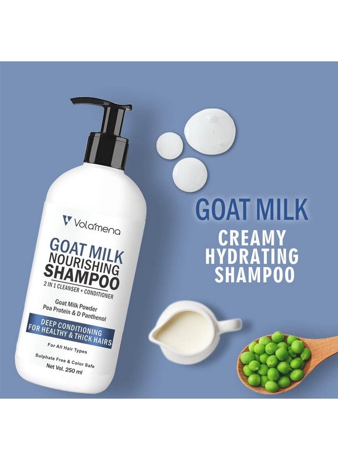 VOLAMENA WITH DEVICE Goat Milk Shampoo Is Gentle 2 In 1 Hair Cleanser I Goat Milk Protein& D Panthenol (Vitamin B5) I For Both Men & Women 250 Ml  - Image 3