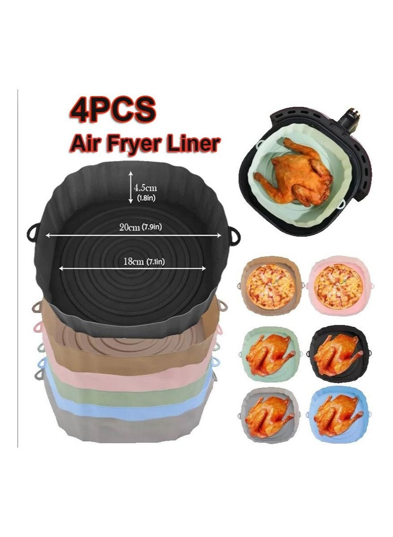Meetion 4pcs Silicone Air Fryer Basket Oven Mold Baking Tray Reusable Pan Liner Accessories - Image 1