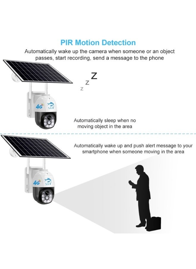 XLT - 4G Wireless Solar Outdoor Camera with 350° View 3MP Color Night Vision AI Human Detection Compatible with Alexa - Image 1
