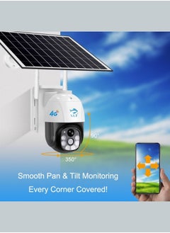XLT 4G Wireless Solar Outdoor Camera with 350° View 3MP Color Night Vision AI Human Detection Compatible with Alexa  - Image 3