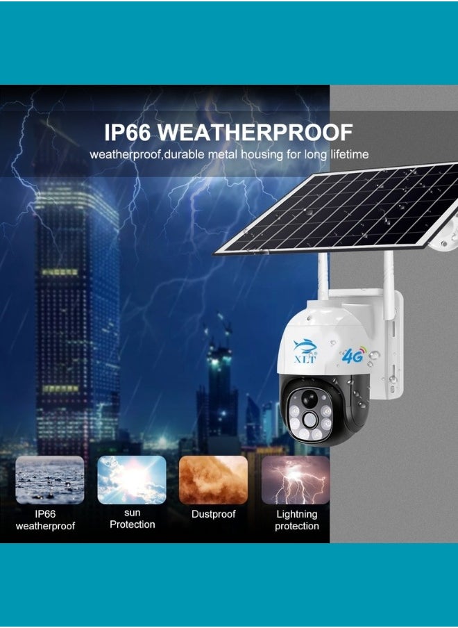 XLT - 4G Wireless Solar Outdoor Camera with 350° View 3MP Color Night Vision AI Human Detection Compatible with Alexa - Image 1