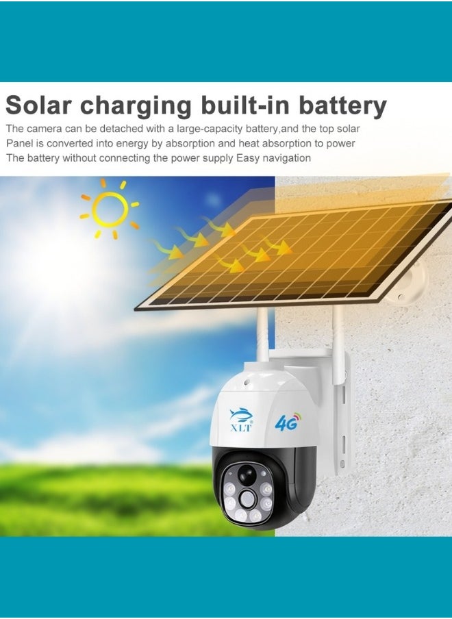 XLT - 4G Wireless Solar Outdoor Camera with 350° View 3MP Color Night Vision AI Human Detection Compatible with Alexa - Image 1