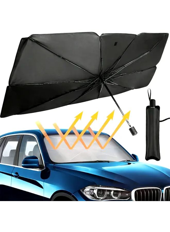 Black UV Resistant Foldable Car Sunshade for SUV Off Road Vehicle Windshield Protector - Image 1