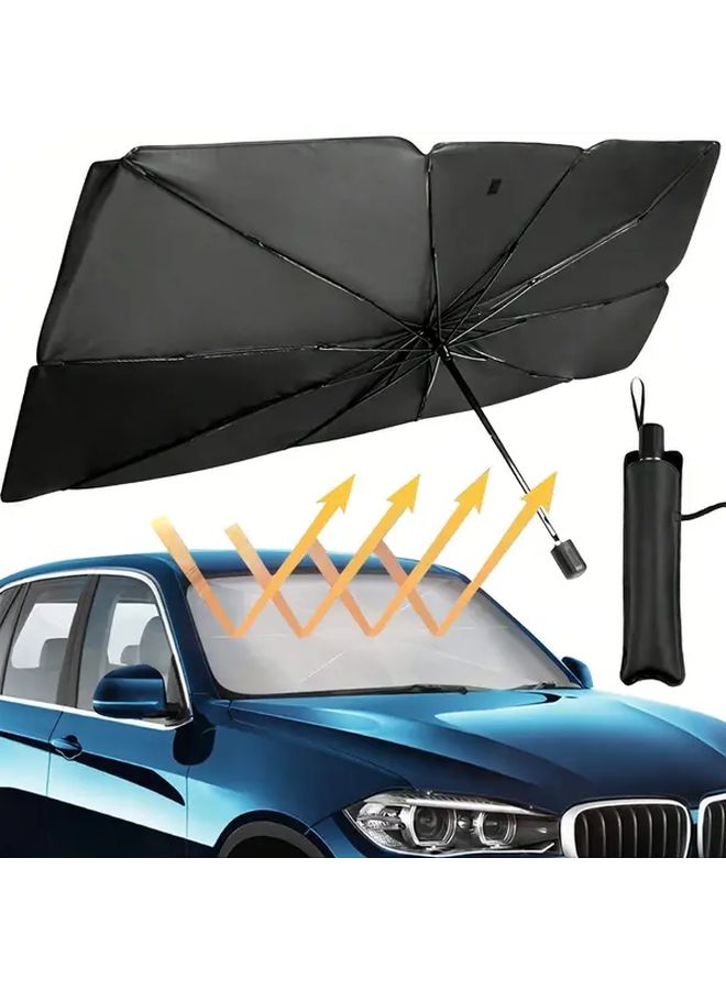 Black UV Resistant Foldable Car Sunshade for SUV Off Road Vehicle Windshield Protector - Image 5
