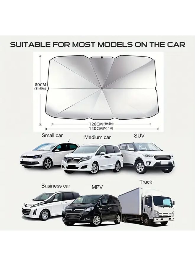 Black UV Resistant Foldable Car Sunshade for SUV Off Road Vehicle Windshield Protector - Image 3