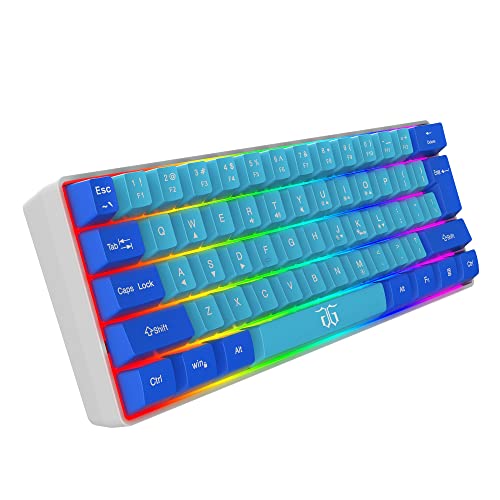 Snpurdiri 60% Wired Gaming Keyboard, RGB Ultra-Compact Mini Keyboard, Waterproof Mechanical Feeling Small Keyboard for PC/Mac Gamer, Typist, Travel, Easy to Carry on Business Trip (Blue-Wathet) - Image 1