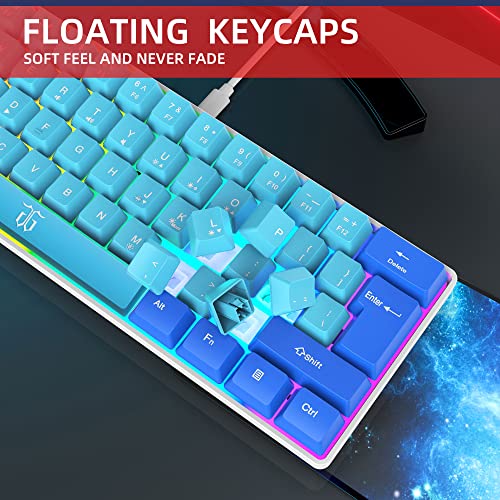 Snpurdiri 60% Wired Gaming Keyboard, RGB Ultra-Compact Mini Keyboard, Waterproof Mechanical Feeling Small Keyboard for PC/Mac Gamer, Typist, Travel, Easy to Carry on Business Trip (Blue-Wathet) - Image 3