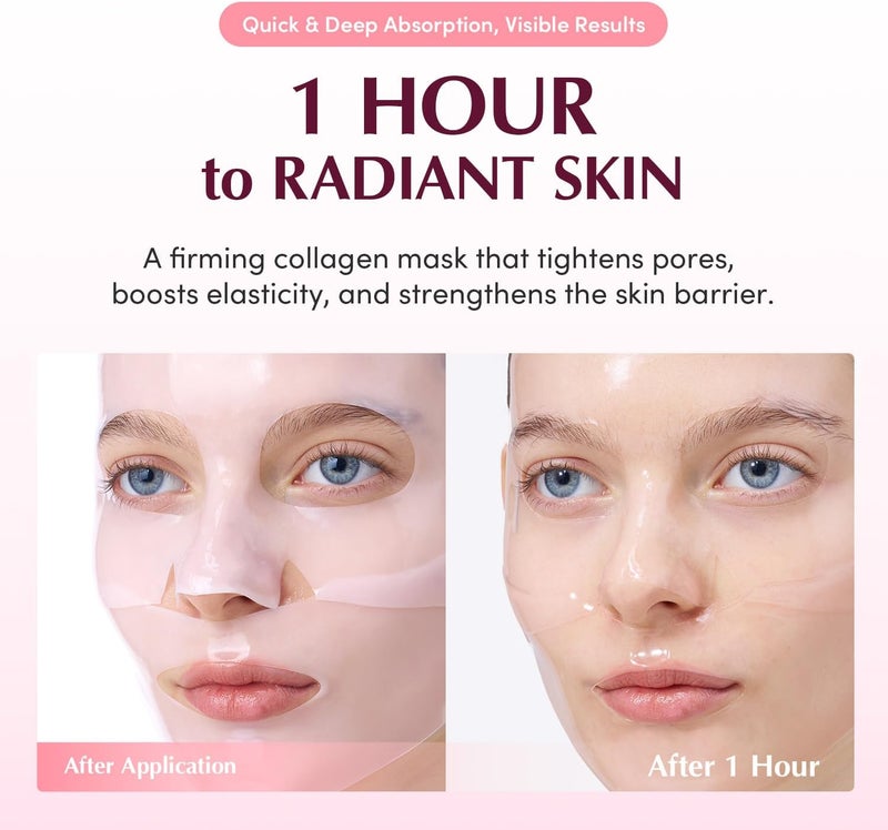 eqqualberry Collagen Pore-Tight Up Mask - PDRN & Low Molecular Collagen for Pore Minimizing and Firming | Korean Collagen Face Mask for Glass Skin, 4 Sheets, 1.01 OZ. - Image 3