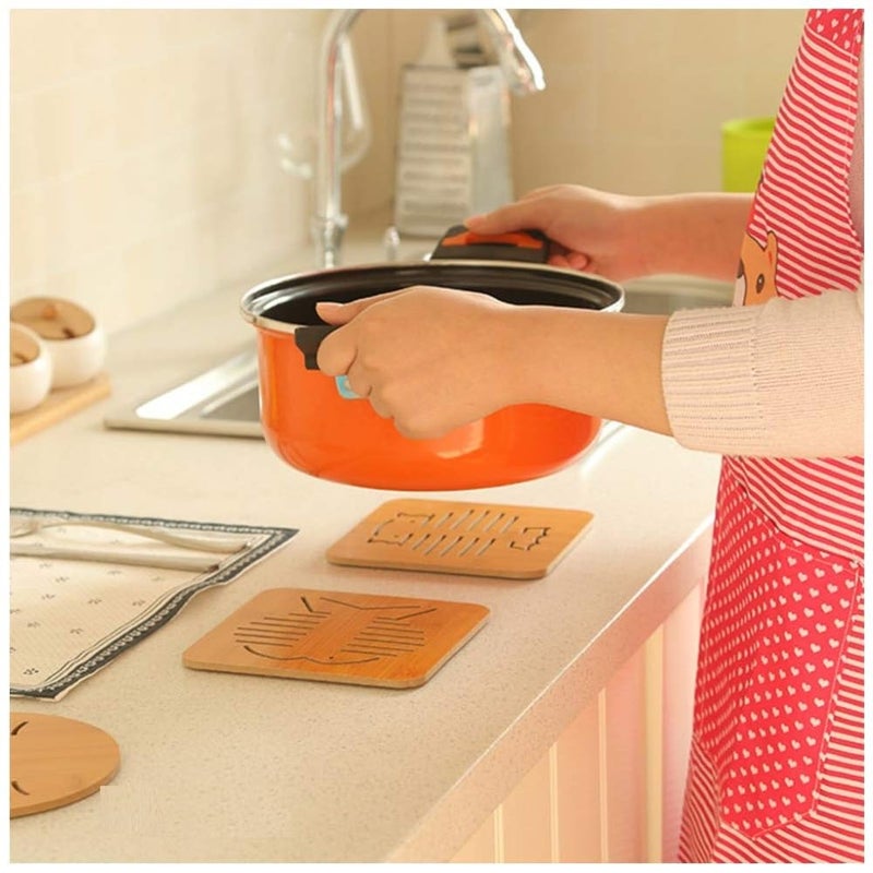 Gopinath Autolink Gopinath Autolink Non-Slip Bamboo Trivets Pot Mat for Kitchen,Cup Mat Tea Coaster Dining Table Accessorris,Hot Pan Pads (Set of 6) - Image 2