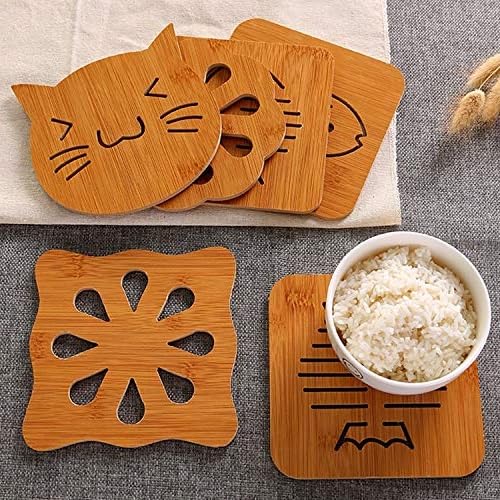 Gopinath Autolink Gopinath Autolink Non-Slip Bamboo Trivets Pot Mat for Kitchen,Cup Mat Tea Coaster Dining Table Accessorris,Hot Pan Pads (Set of 6) - Image 3
