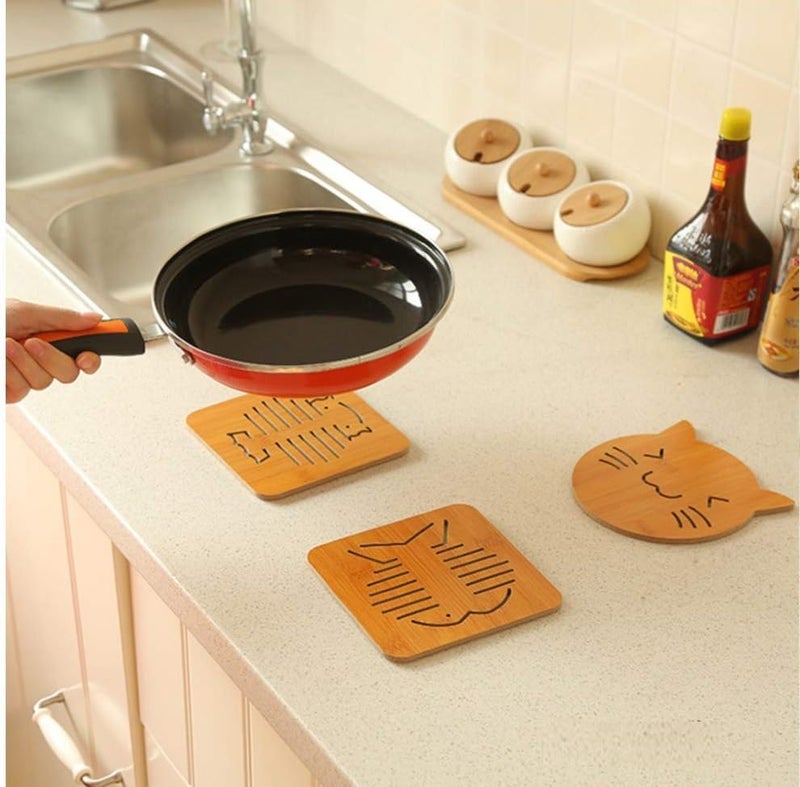 Gopinath Autolink Gopinath Autolink Non-Slip Bamboo Trivets Pot Mat for Kitchen,Cup Mat Tea Coaster Dining Table Accessorris,Hot Pan Pads (Set of 6) - Image 5