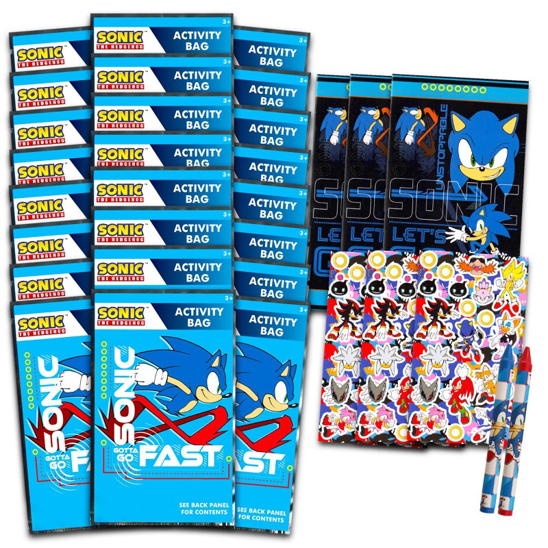 Sonic The Hedgehog Sonic Birthday Party Favors Set - Bundle with 24 Play Packs | Mini Coloring Books, Stickers, and More for Goodie Bags (Sonic Party Supplies) - Image 3