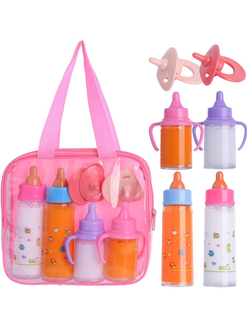 DURKU Baby Doll Bottles Accessories Set for Toddlers, Creative Pretend Play Disappearing Milk and Juice Bottles with Pacifier Doll Accessories for Toddler 3+ - Image 1