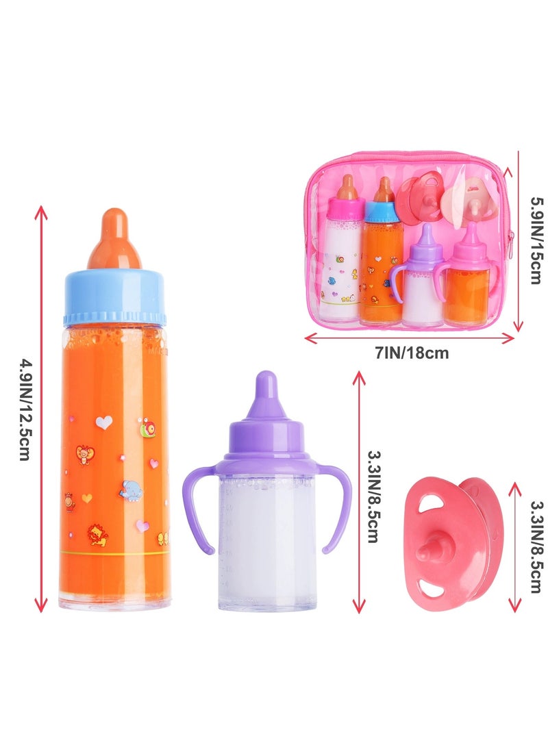 DURKU Baby Doll Bottles Accessories Set for Toddlers, Creative Pretend Play Disappearing Milk and Juice Bottles with Pacifier Doll Accessories for Toddler 3+ - Image 2