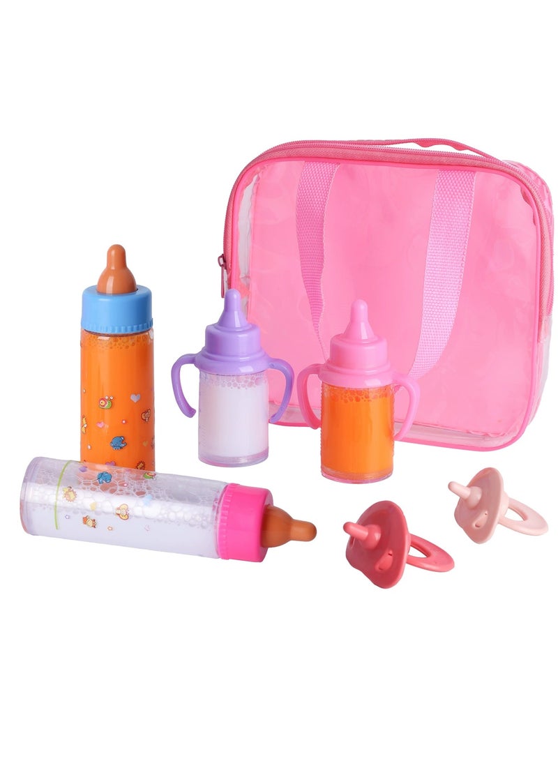 DURKU Baby Doll Bottles Accessories Set for Toddlers, Creative Pretend Play Disappearing Milk and Juice Bottles with Pacifier Doll Accessories for Toddler 3+ - Image 4