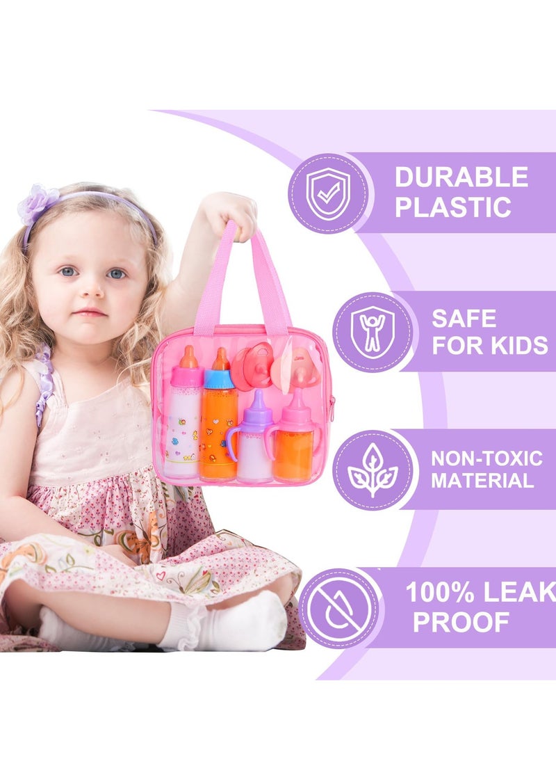 DURKU Baby Doll Bottles Accessories Set for Toddlers, Creative Pretend Play Disappearing Milk and Juice Bottles with Pacifier Doll Accessories for Toddler 3+ - Image 5