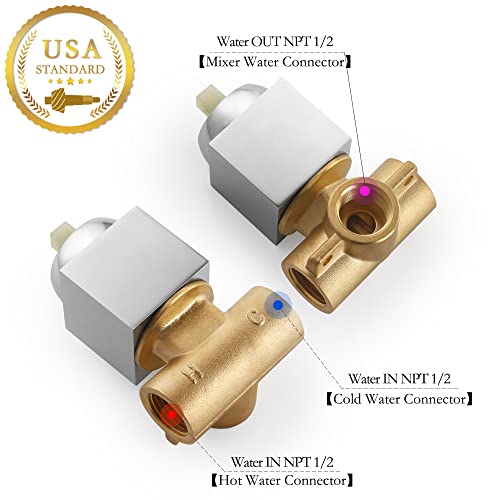 SKOWLL Shower Valve Kit Wall Mount Shower Mixing Valve Kit Brass Body Rough-In Valve Trim Kit, Polished Chrome Single Handle Control Valves Kit - Image 5
