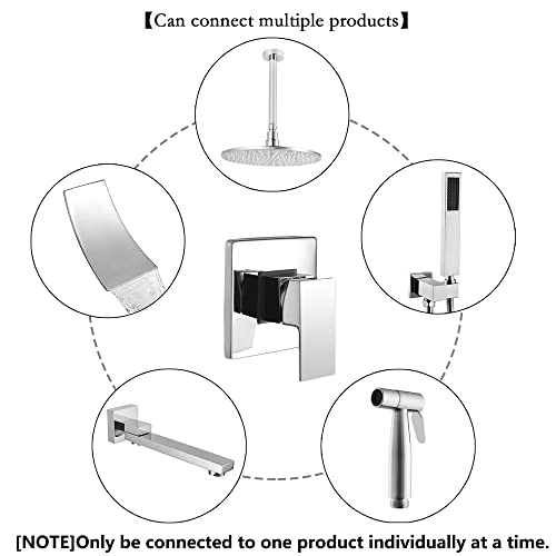 SKOWLL Shower Valve Kit Wall Mount Shower Mixing Valve Kit Brass Body Rough-In Valve Trim Kit, Polished Chrome Single Handle Control Valves Kit - Image 4