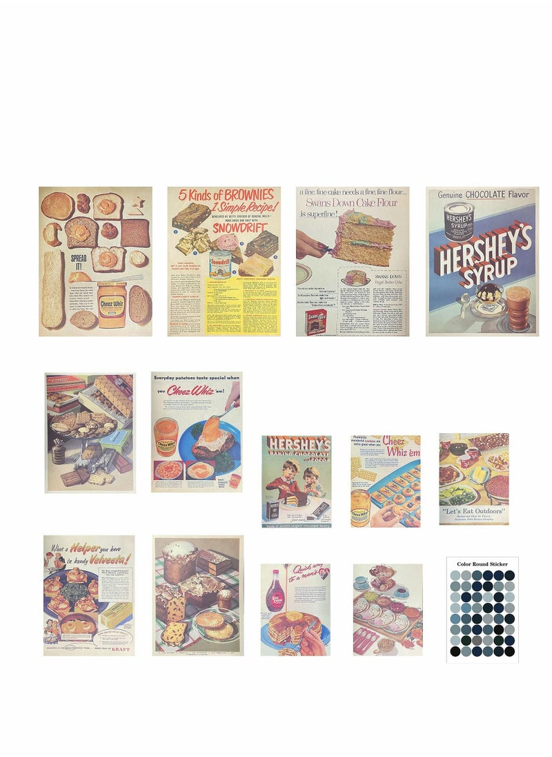 KASTWAVE - 14pcs Vintage Food Pictorial Aesthetic Picture for Wall Collage,vintage Cream Art Collage Print Kit,aesthetic Picture Indie Room Decor, Room Decor Aesthetic Posters for  Girls Boys - Image 1