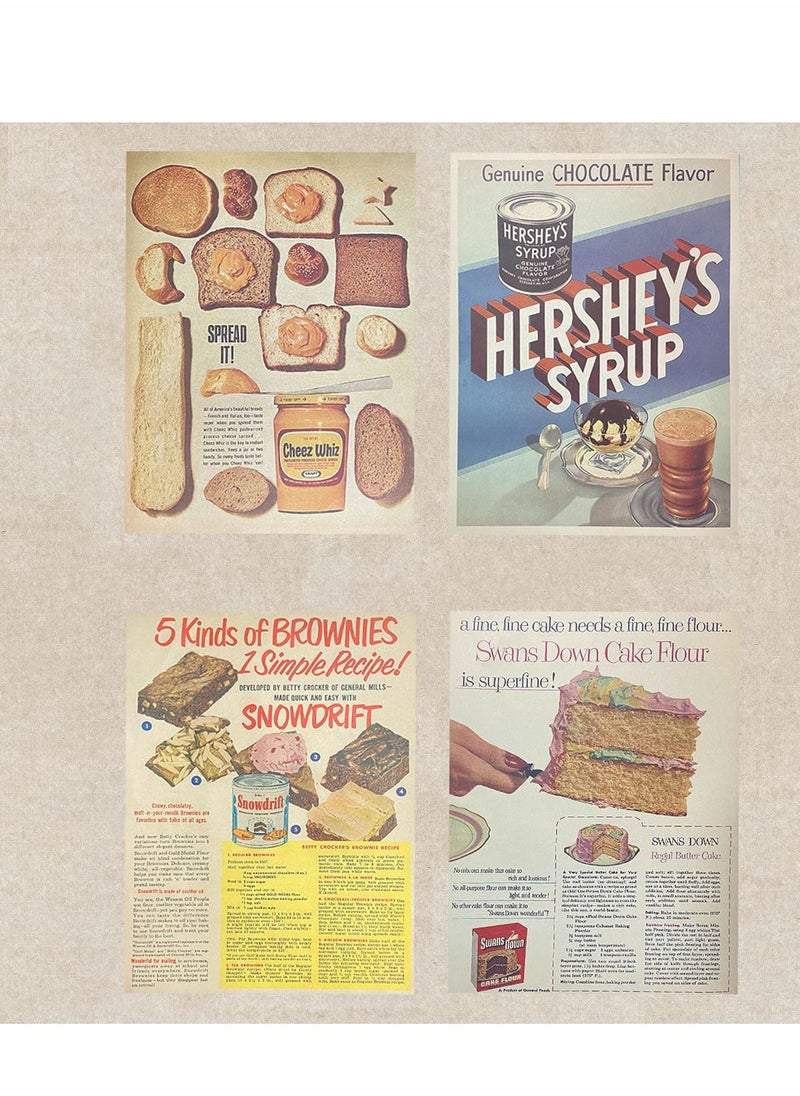 KASTWAVE - 14pcs Vintage Food Pictorial Aesthetic Picture for Wall Collage,vintage Cream Art Collage Print Kit,aesthetic Picture Indie Room Decor, Room Decor Aesthetic Posters for  Girls Boys - Image 1