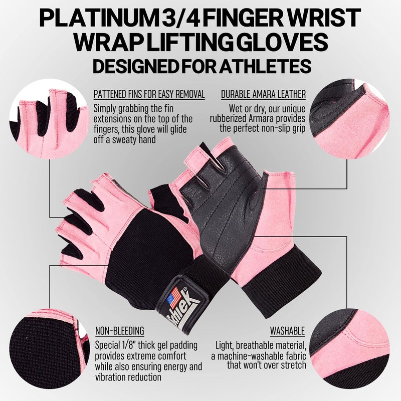 Schiek Sports Model 540 Womens Gloves - Pink Weightlifting Gloves for Women - Image 3