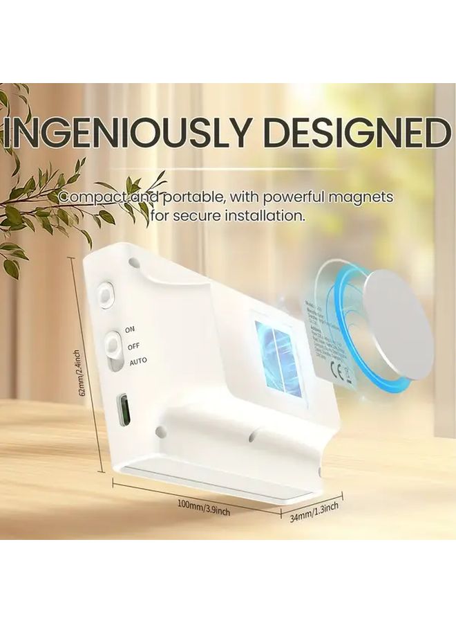 White Rechargeable Wireless Wall Sconce 360 Rotation Magnetic Mount USB Touch Control - Image 3