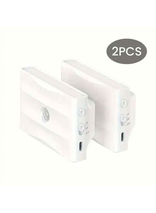 White Rechargeable Wireless Wall Sconce 360 Rotation Magnetic Mount USB Touch Control - Image 1