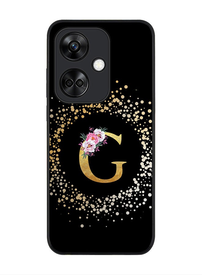 Stylizedd Rugged Black Edge case for OnePlus Nord CE3 / Oppo K11, Slim fit Flexible   Custom Monogram Initial Letter Floral Pattern Alphabet - G (Black) - Image 1