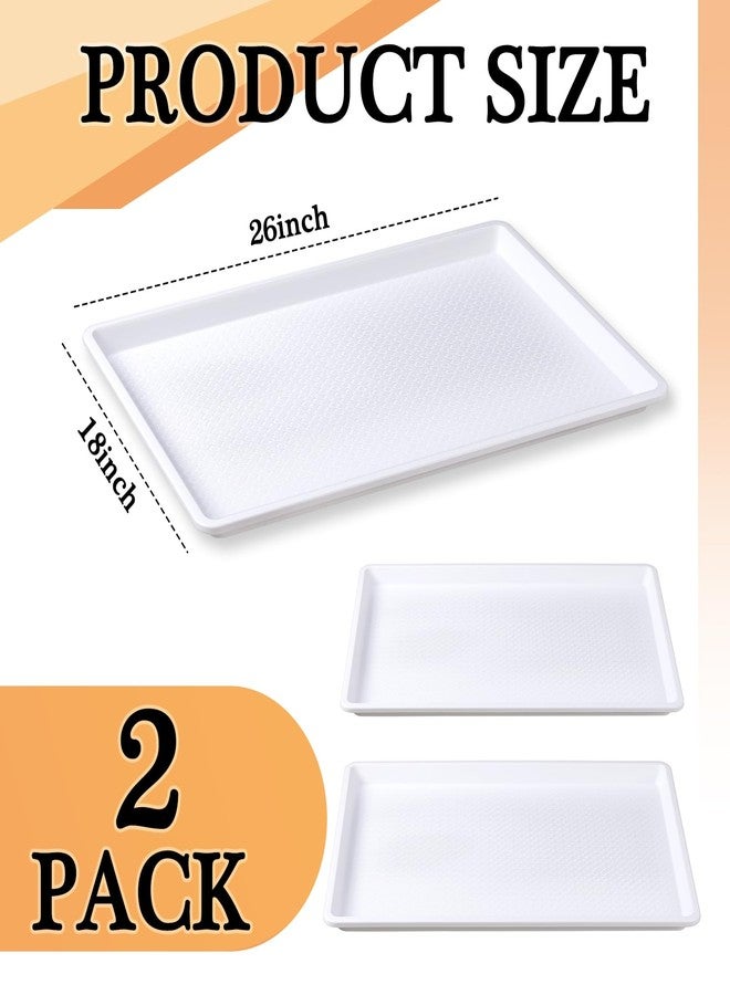 Tiangrid 2 Pcs 18 x 26 Inch Large White Plastic Tray Rectangular Plastic Serving Trays Decorative Party Platters Large Fast Food Platters for Kitchen Restaurant Buffet - Image 2