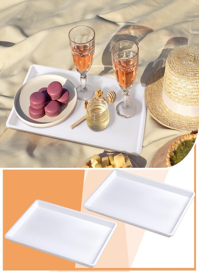 Tiangrid 2 Pcs 18 x 26 Inch Large White Plastic Tray Rectangular Plastic Serving Trays Decorative Party Platters Large Fast Food Platters for Kitchen Restaurant Buffet - Image 4