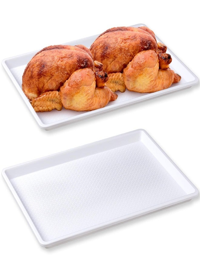 Tiangrid 2 Pcs 18 x 26 Inch Large White Plastic Tray Rectangular Plastic Serving Trays Decorative Party Platters Large Fast Food Platters for Kitchen Restaurant Buffet - Image 1