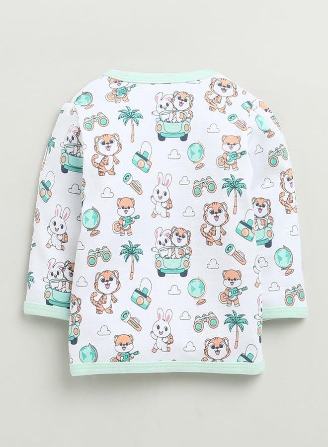 BUMZEE Baby Girls Cotton Full Sleeves Jabla & Pyjama Set White - 0-3 Months (Peb10231B-wht) - Image 3