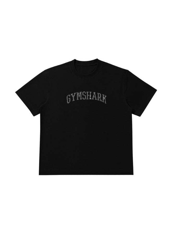 جيمشارك 300G الثقيلة GYMSHARK الرياضة قصيرة الأكمام جولة رقبة تي شيرت مع القطن ناعم الجلد الصديقة قميص عارضة للرجال والنساء. - Image 1