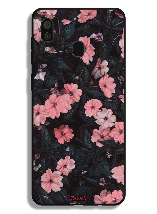 Tolwak Samsung Galaxy A30 Protective Case Cover Peach Small Roses - Image 1