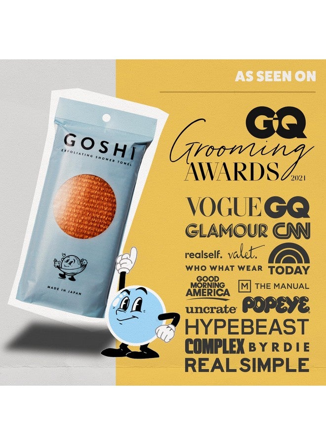 GOSHI Exfoliating Shower Towel - Rip-Resistant Exfoliating Washcloth For All Skin Types - Marigold Yellow - Made In Japan - Image 4