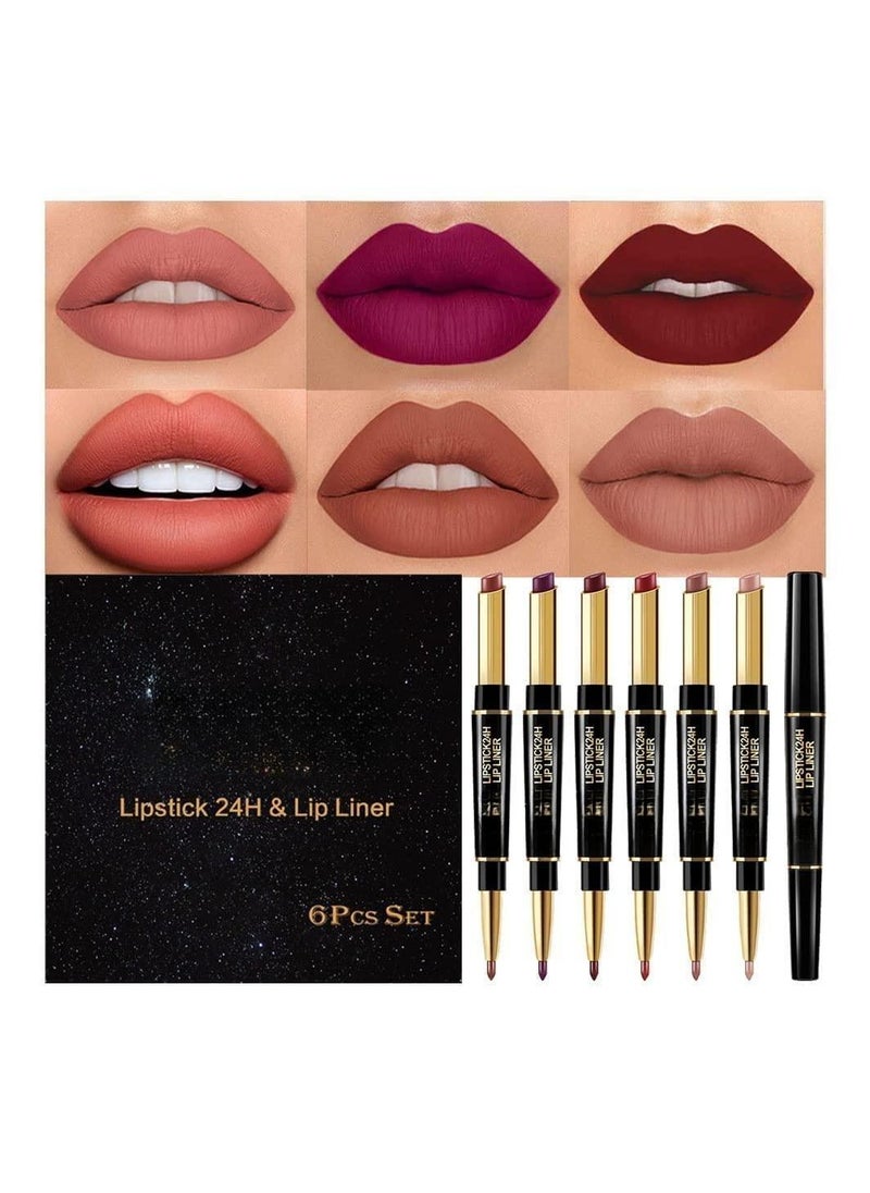 SYOSI 6 Pcs Lip Liner and Lipstick Set  - Image 1