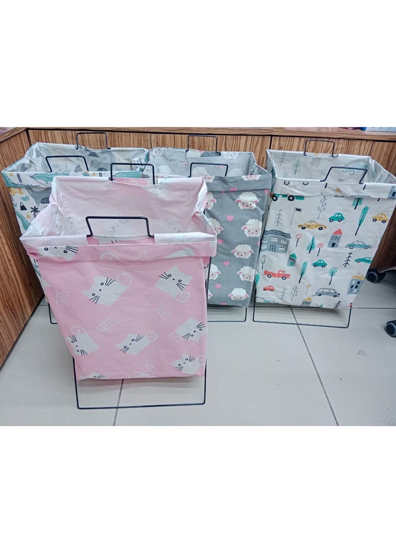 Laundry Cloth Hamper Sorter Basket Bin with Aluminum Washing Single Grid Random design Random Color  - Image 1