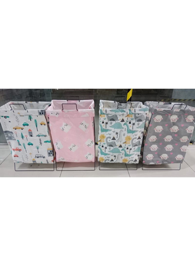 Laundry Cloth Hamper Sorter Basket Bin with Aluminum Washing Single Grid Random design Random Color  - Image 3