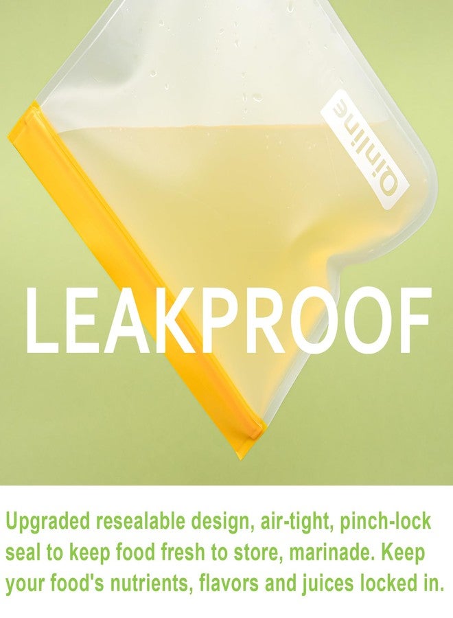 Qinline Reusable Food Storage Bags - 10 Pack Freezer Bags, Extra Thick Leakproof Lunch Bags for Salad Fruit Marinate Meats Travel - 10 Sandwich Storage Bag - Image 4