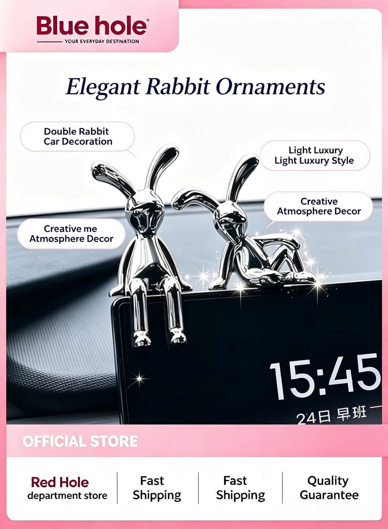 BlueHole Light Luxury Style Double Rabbit Car Decoration, Adding Points to The Atmosphere Inside The Car. Creative Decoration is Not Monotonous - Image 1