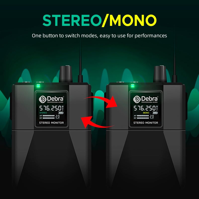 D Debra Pro ST-102 & ST-202 & M-PROI Stereo Wireless in Ear Monitor System Bodypack Receiver, Performance with 100 Adjustable Frequencies, Can Not Be Used Alone(Only 1 Bodypack) - Image 2