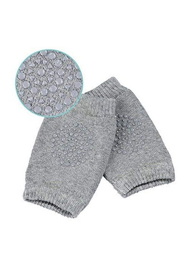 BabyMoon (Set Of 2 Baby Knee Pads For Crawling Antislip Padded Stretchable Elastic Cotton Soft Breathable Comfortable Knee Cap Elbow Safety Protector (Smoke Grey)  - Image 2