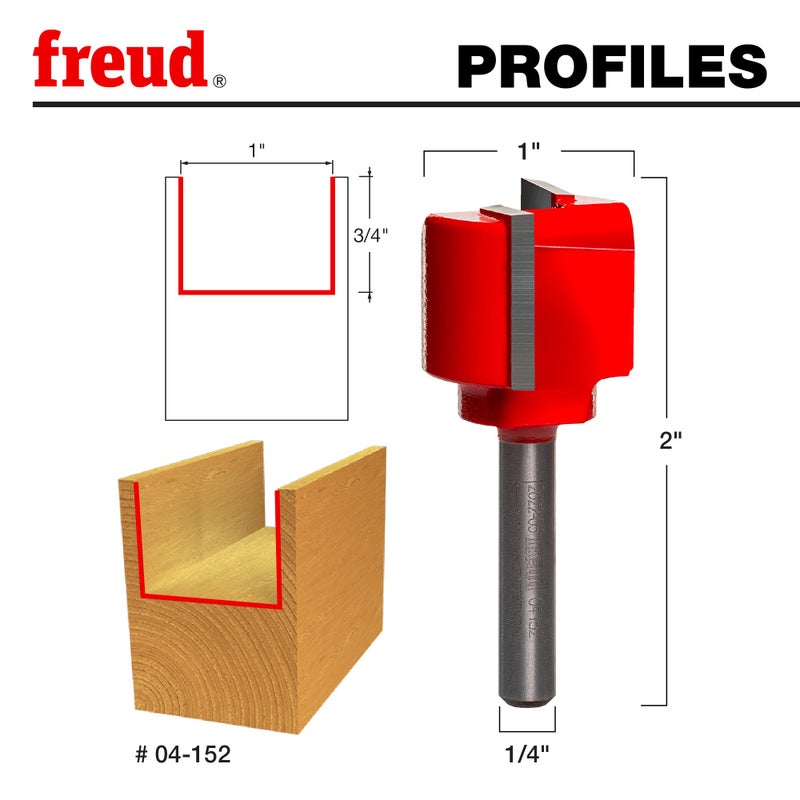 Freud Double Flute Straight Bit with Tico Hi-Density Carbide for Maximum Performance - 2 Cutters, 24000 RPM, 3/4" Height, 1" Diameter, 2" Length, 1/4" Shank - 04-152 - Image 2