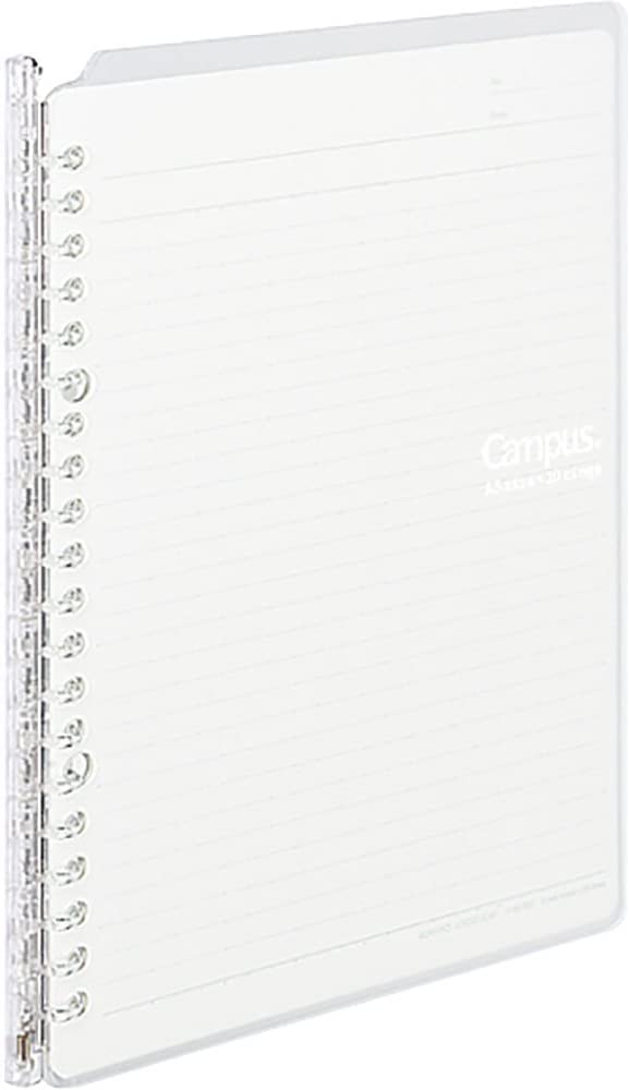 Kokuyo Campus Smart Ring Binder, A5 Clear Refillable Binder Notebook 20 Holes with 10 Extra Loose-Leaf Paper, Up to 25 Filler Papers for Work & Study, Japan Import (RU-SP130T) - Image 1