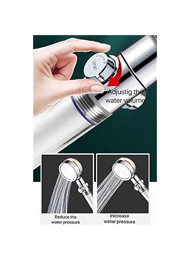 Generic - Turbo Propeller Driven Shower Head，vortex High-pressure shower head with 2 filter and Adjustable switch，Handheld Turbocharged turbo fan spa shower head，360 degree water saving shower head - Image 1
